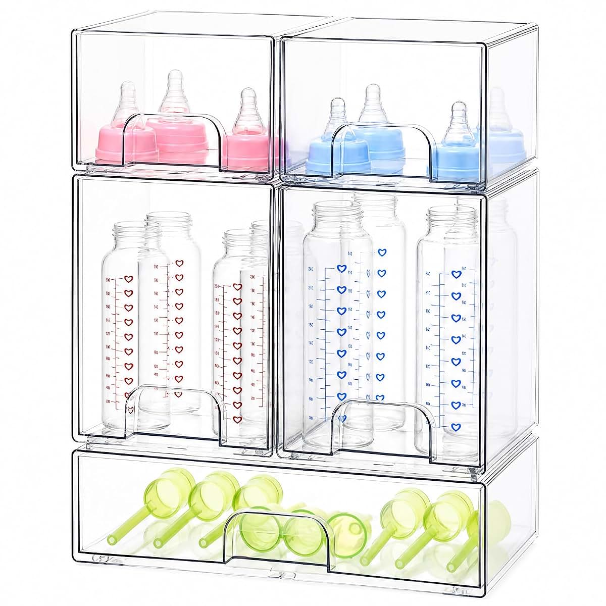 Degeyoyo Clear Acrylic Baby Bottle Storage Organizer Set
