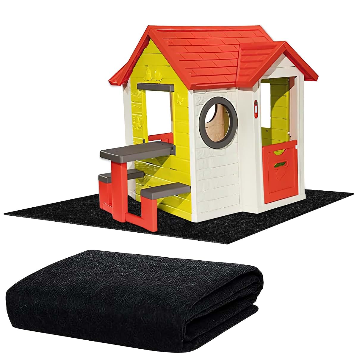 HFYZZ Outdoor Playhouse Mat, 59'' x 55'' Waterproof Outdoor Playhouse Activity Rug with Non Slip Backing Outside Game