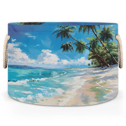 Tablerazzi Tropical Beach Large Round Blanket Basket Bin