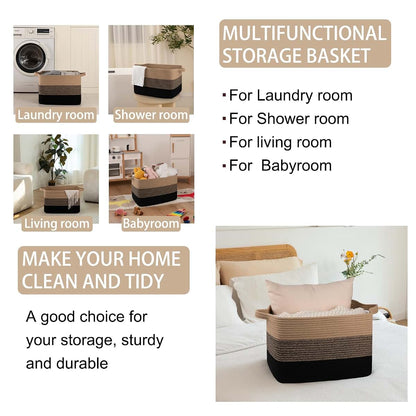 OIAHOMY Cotton Rope Storage Basket for Nursery & Living Room