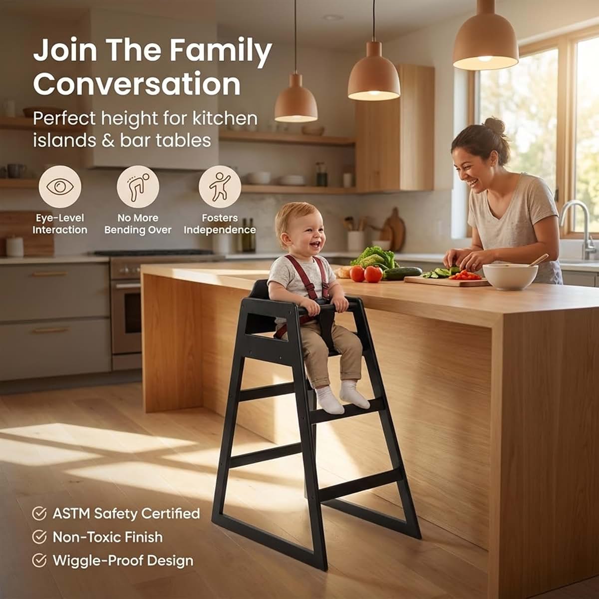 Greenwest Stager Direct Restaurant Wood Bar Height High Chair