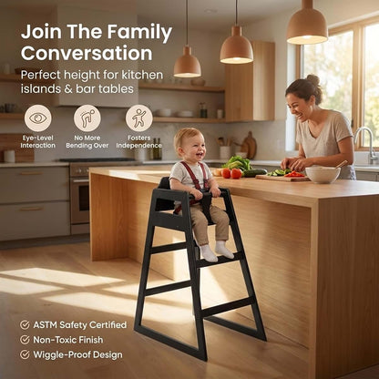 Greenwest Stager Direct Restaurant Wood Bar Height High Chair