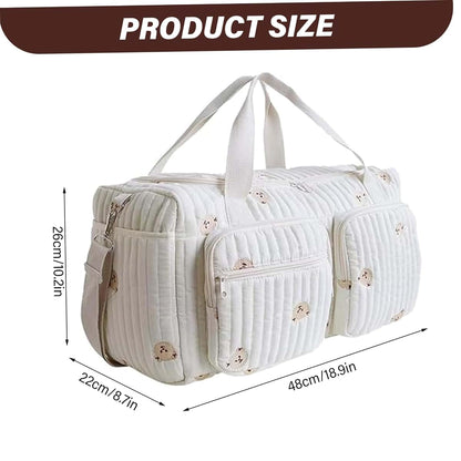 Peosaard Quilted Diaper Bag Large Capacity Teddy Bear Pattern Cute Duffle Bag Portable & Lightweight for Hospital and (photo 2)