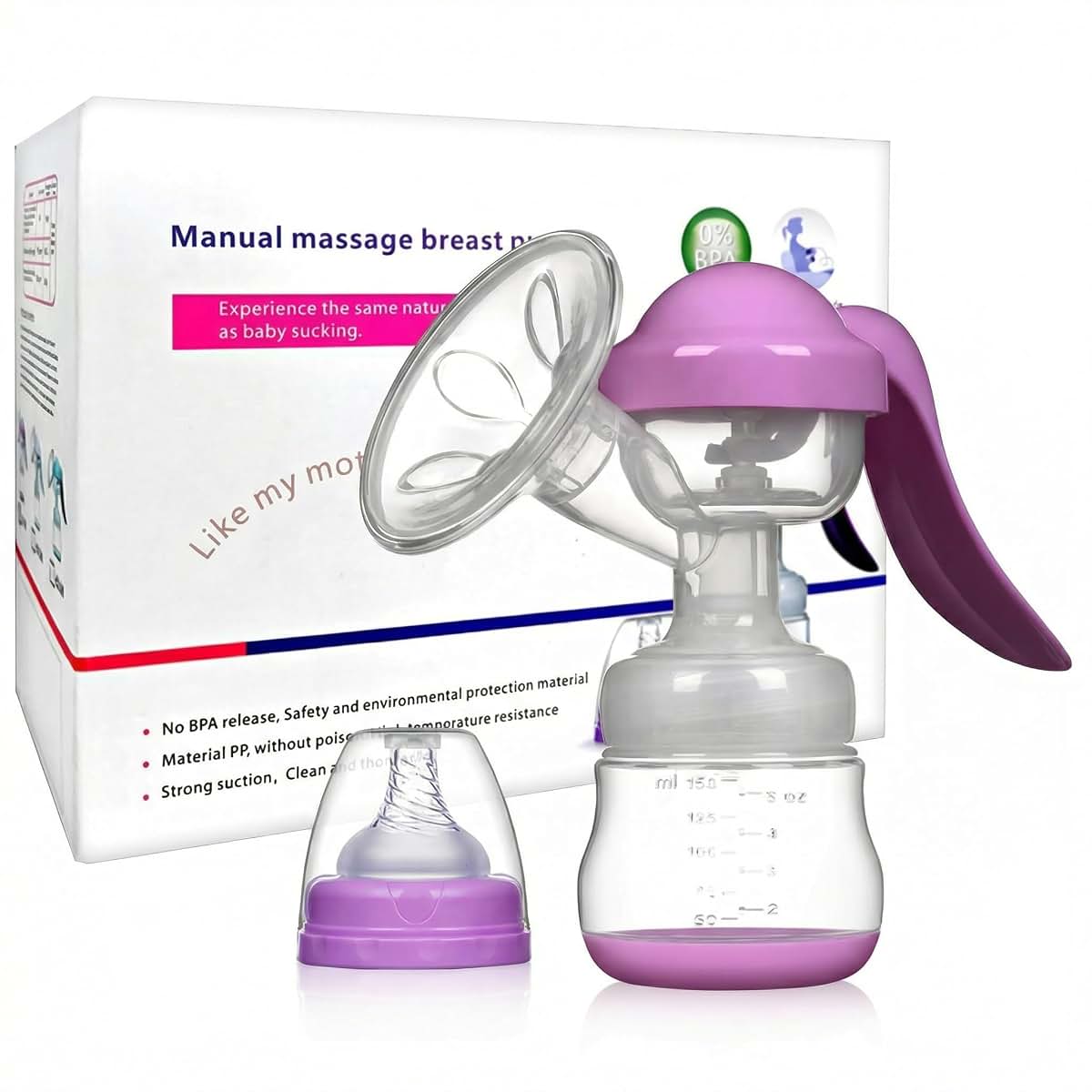 Jade Kit Manual Breast Pump with Adjustable Suction and 5 oz Bottle
