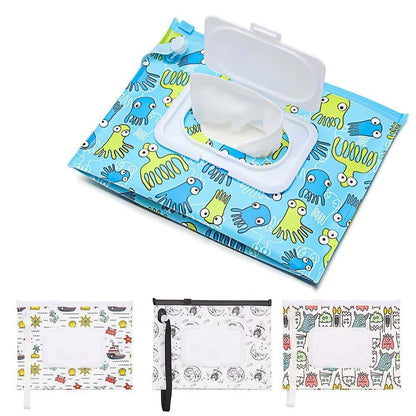 HomeSoGood 4-Piece Portable Wet Wipes Bag Pouch with Snap Strap