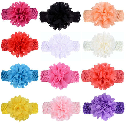 Ewanda Store 16 Pcs Chiffon Flower Headband Set for Baby Girls