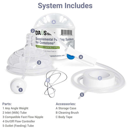 DAUS Supplemental Feeding System SNS Compatible with Comotomo Baby Bottles 5 and 8 oz