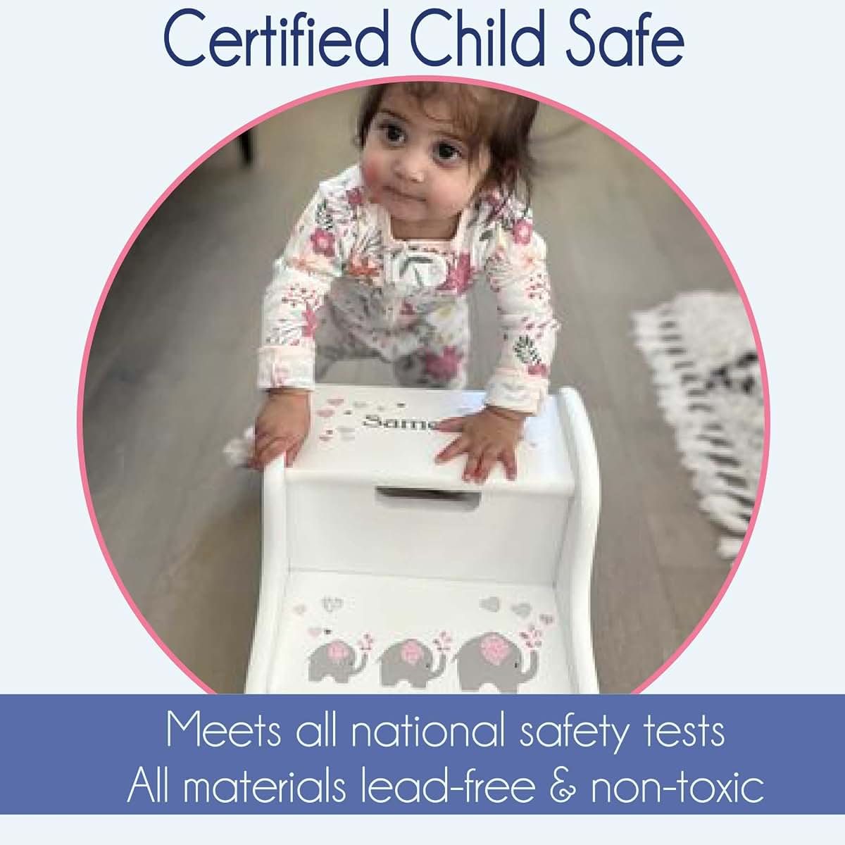My Bambino Personalized Kids Step Stool | Espresso Step Stool (Monkey Boy) | Custom Name Toddler Bathroom & Kitchen (photo 2)