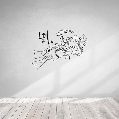 All Things Valuable Let It Be Life Quote Scuba Diver Vinyl Wall Decal (photo 3)