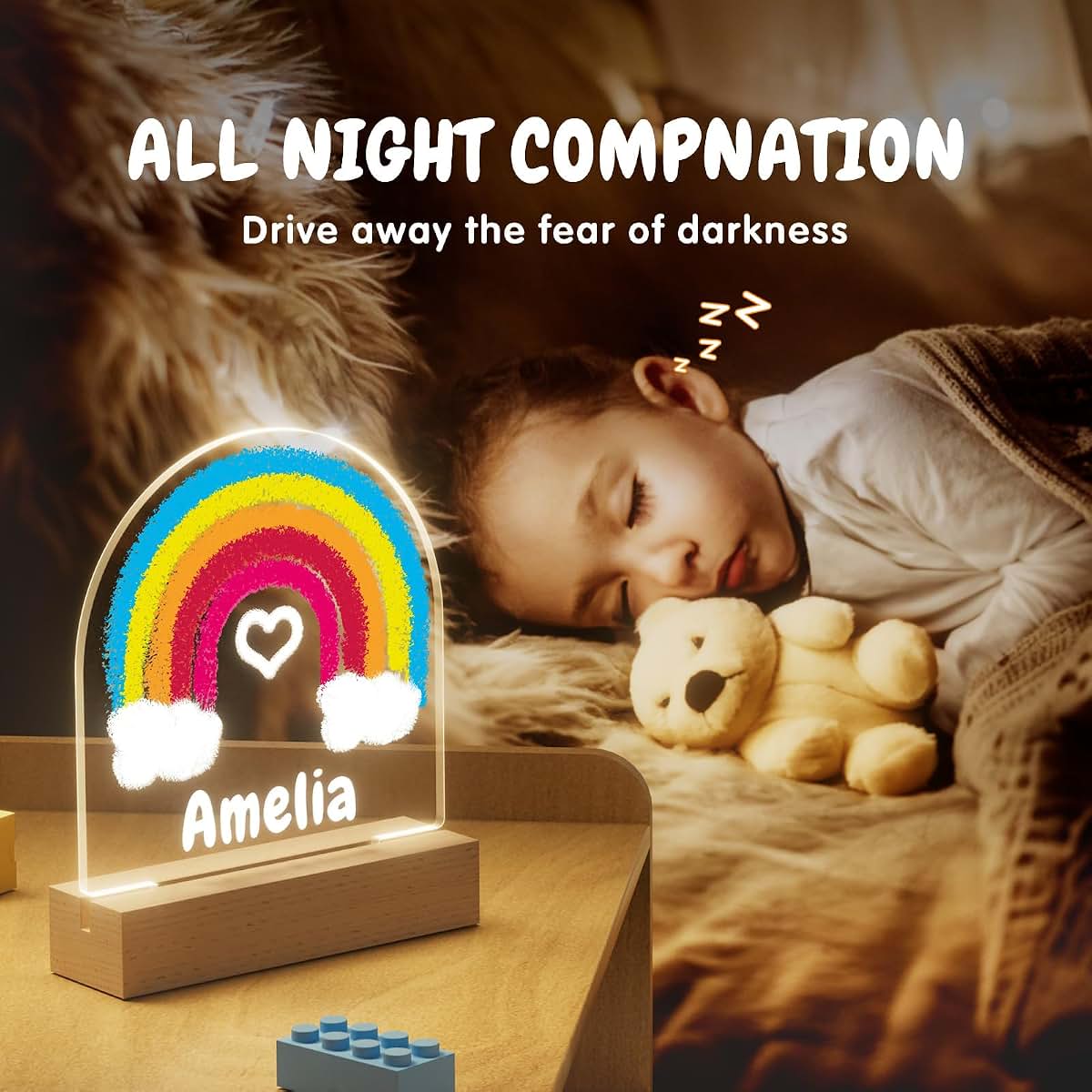 witfox Personalized Night Light - Rainbow Acrylic Night Light,Personalized Gifts for Kids,Customize Name,Adjustable (photo 3)