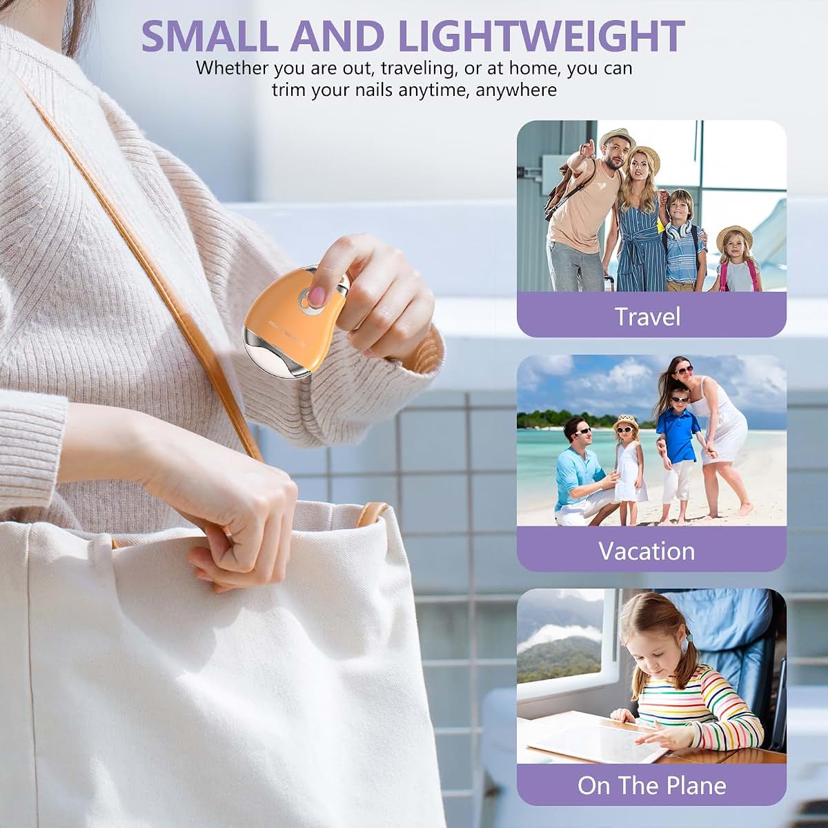 Jjkygmw Electric Nail Trimmer with LED Light Purple