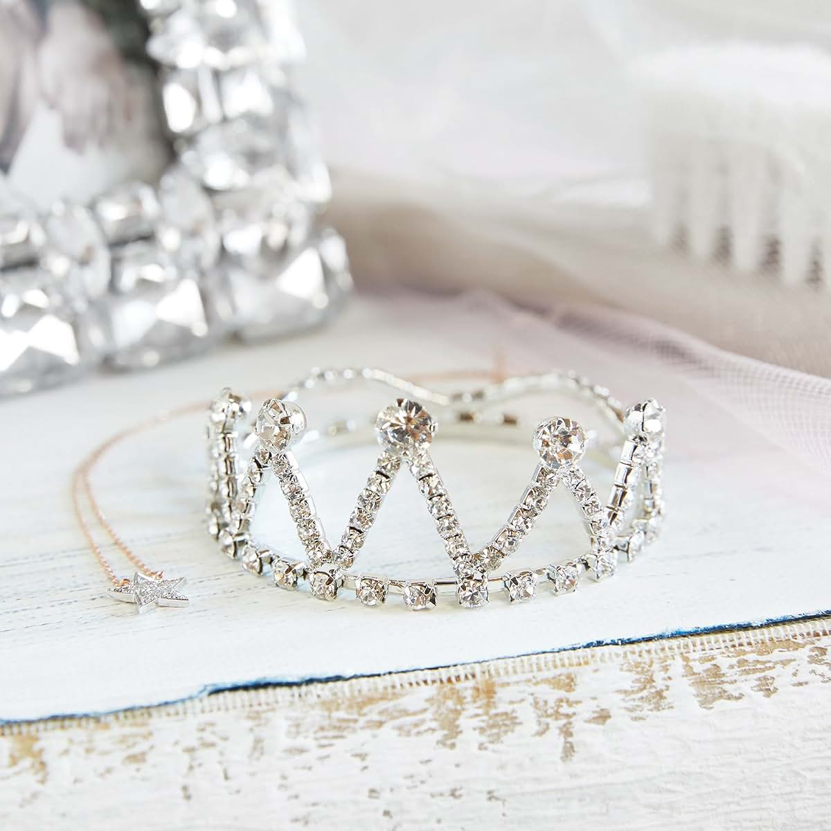Stephan Baby Glitzy & Glamorous Mini Crown for Baby, Small Size, Crystal