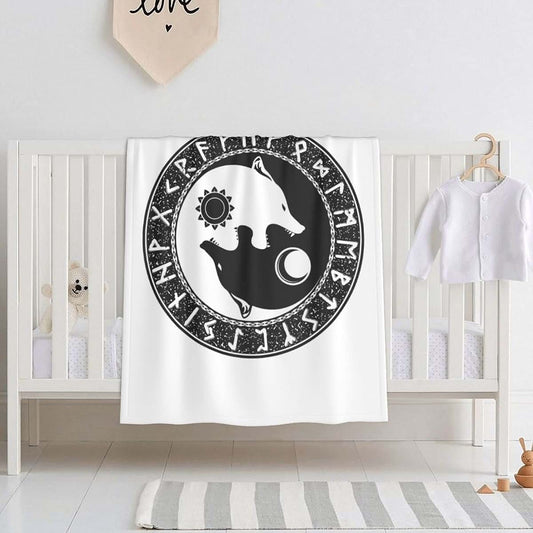 FULVO Baby Blanket Odin Thor Viking Norse Wolf Ying Yang Baby Swaddle Blankets 30"X 40" Blanket Shower Gifts Toddler