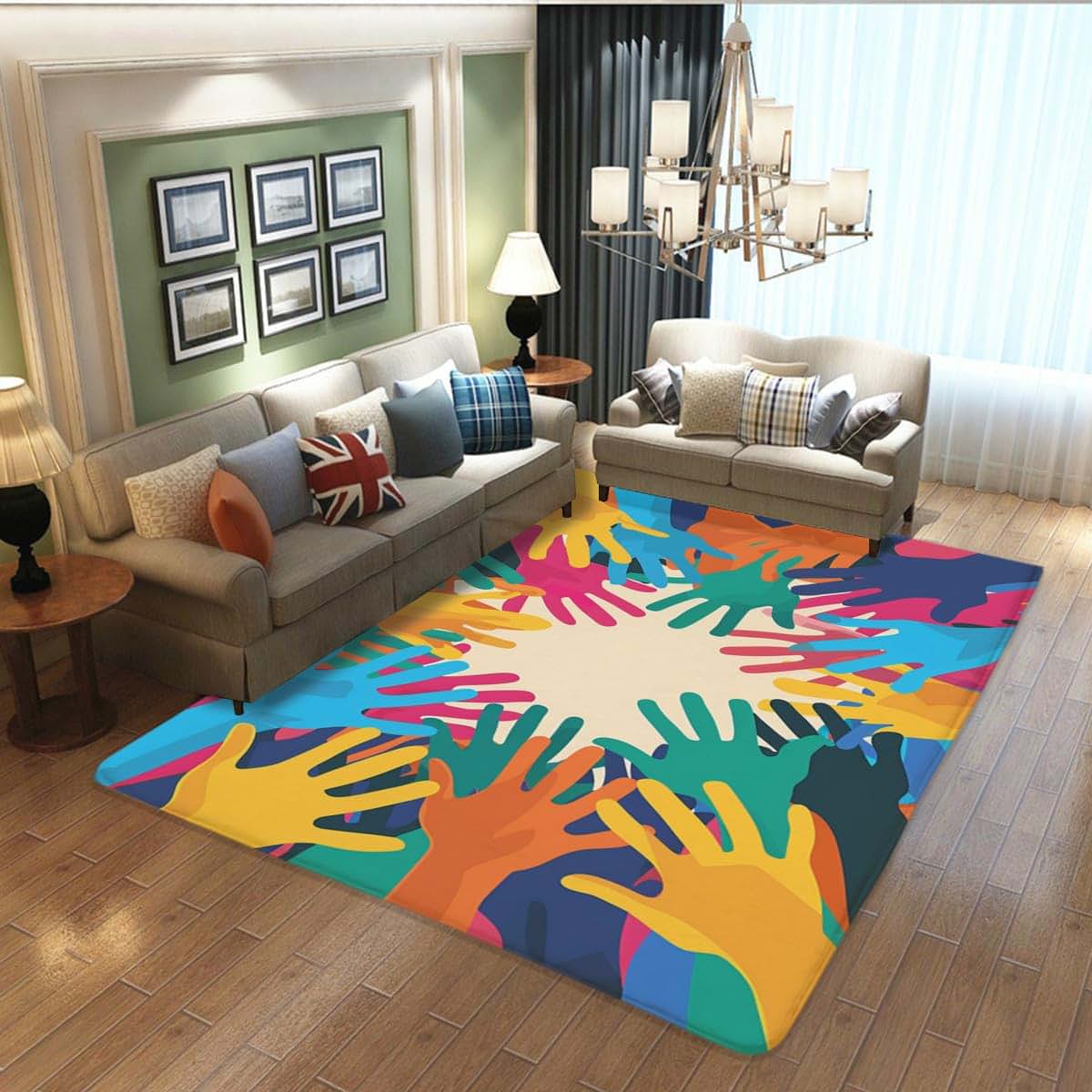 Liuxq Graffiti Handprint Rug For Children's Rooms (photo 4)