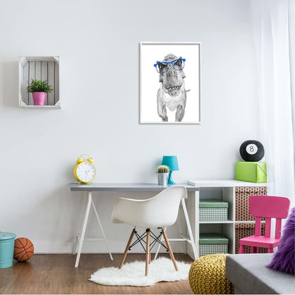 Stupell Industries Framed T-Rex Dinosaur Giclée Print, White Frame, 24 x 30