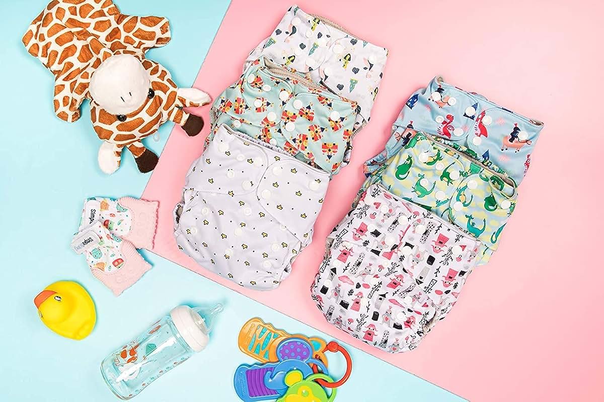 Simple Being Reusable Cloth Diapers, Double Gusset, One Size Adjustable, Washable Soft Absorbent, Waterproof Cover (photo 3)