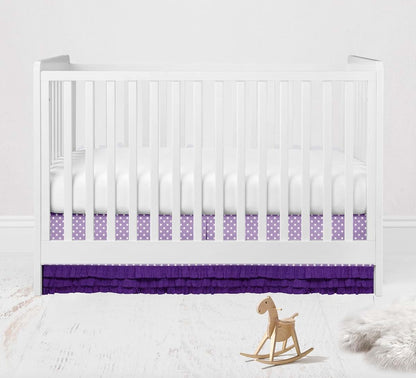 Bacati Mix N Match Ruffled Bottom Dots Crib Skirt, Purple, 13-Inch Drop