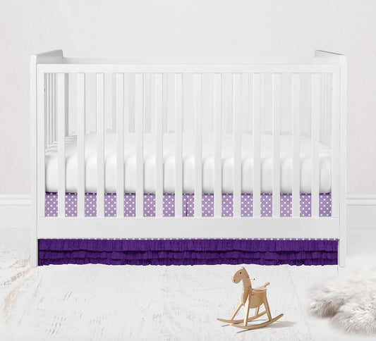 Bacati Mix N Match Ruffled Bottom Dots Crib Skirt, Purple, 13-Inch Drop
