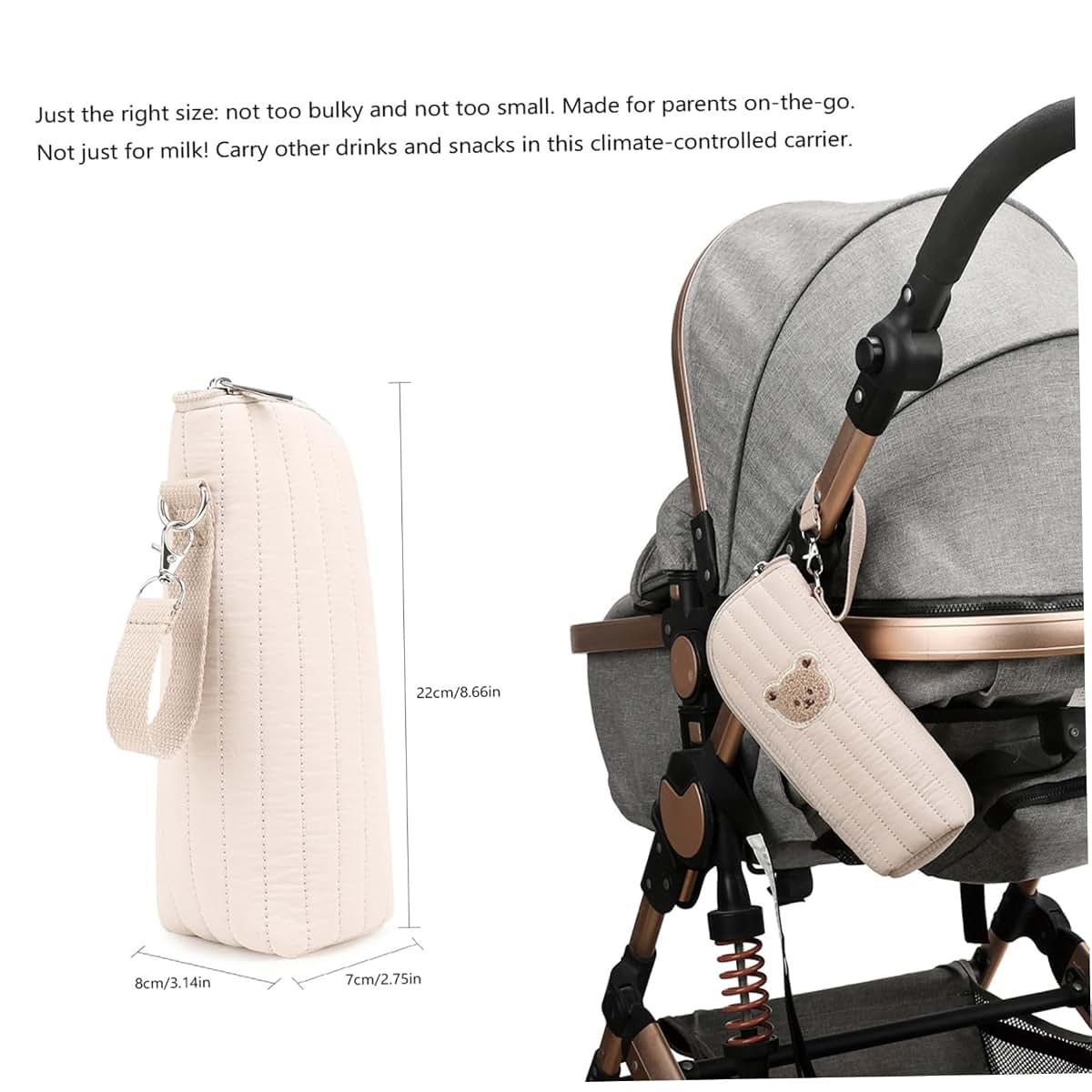 Nuiorfty Insulated Baby Bottle Bag with Adorable Bear Embroidery - Breastmilk Cooler Travel Bag for On-the-Go Portable (photo 4)