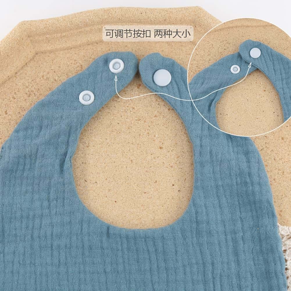 Surakey Baby Bibs Drool Teething Headband Set 4-Layer Organic Cotton Lace Waterproof For Girls