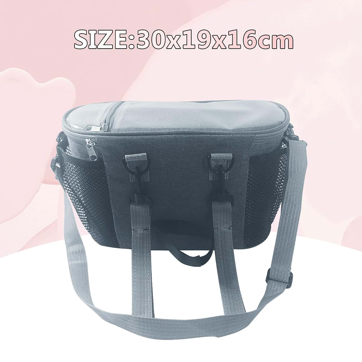 Berhapy Small Diaper Bag Travel Tote Bag with Stroller Hooks and Adjustable Strap (photo 3)