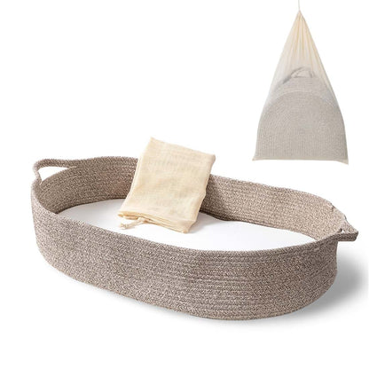ECOADE Baby Changing Basket - Moses Basket Changing Table Topper and Thick Foam Pad with Removable Cotton Mattress