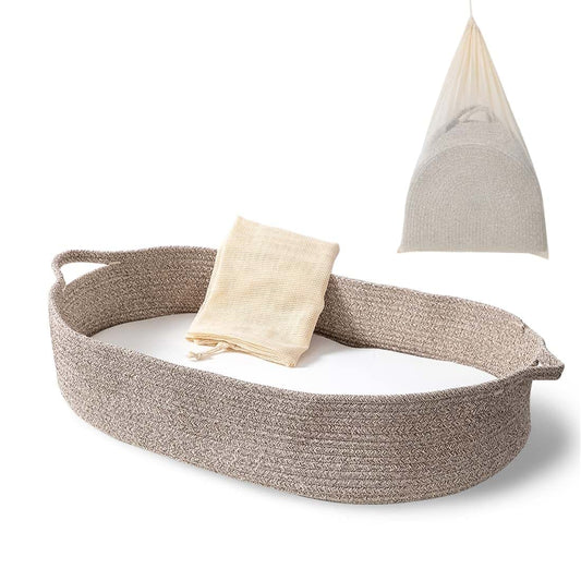 ECOADE Baby Changing Basket - Moses Basket Changing Table Topper and Thick Foam Pad with Removable Cotton Mattress
