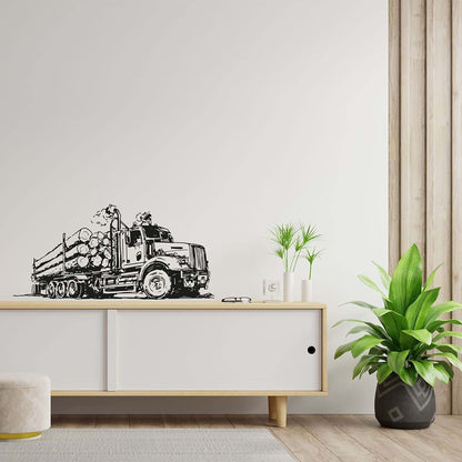 All Things Valuable Logging Truck Monster Truck Wall Sticker Art Decal (14x20 Inch)