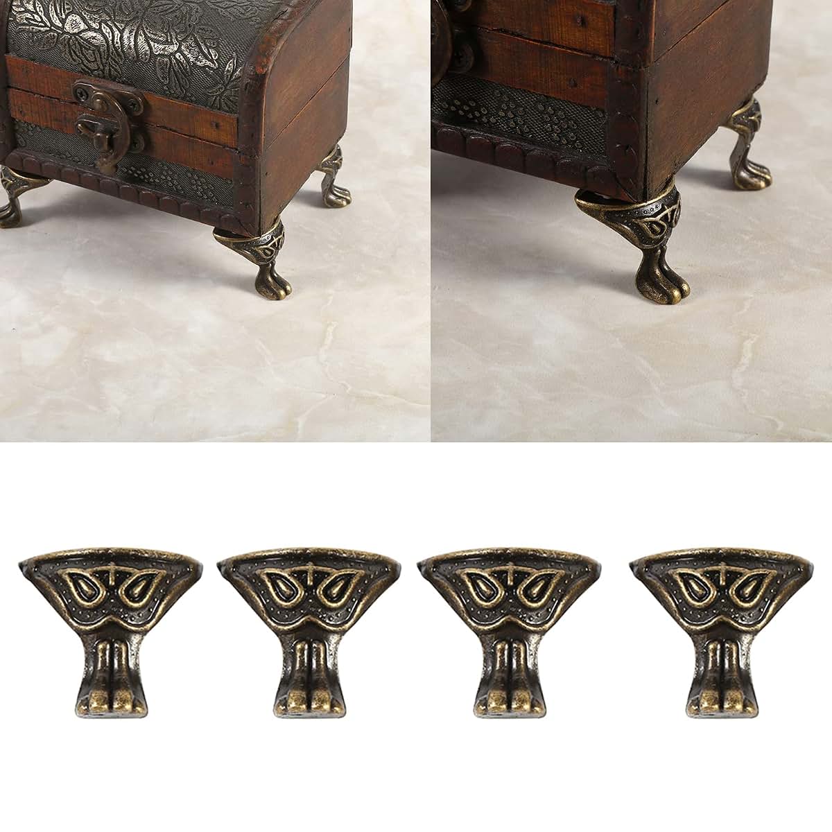 Leftwei 4-Piece Antique Brass Corner Protector for Jewelry Box & Wood Cases, 1.1in