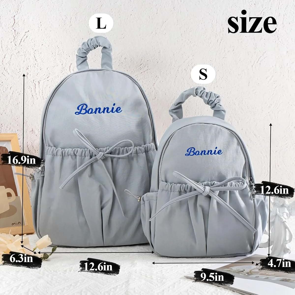 Zhongzhi Custom Cute Toddler Backpack with Bow Personalized Ballet Dance Backpack With Name for Dance Class Gifts For (photo 2)
