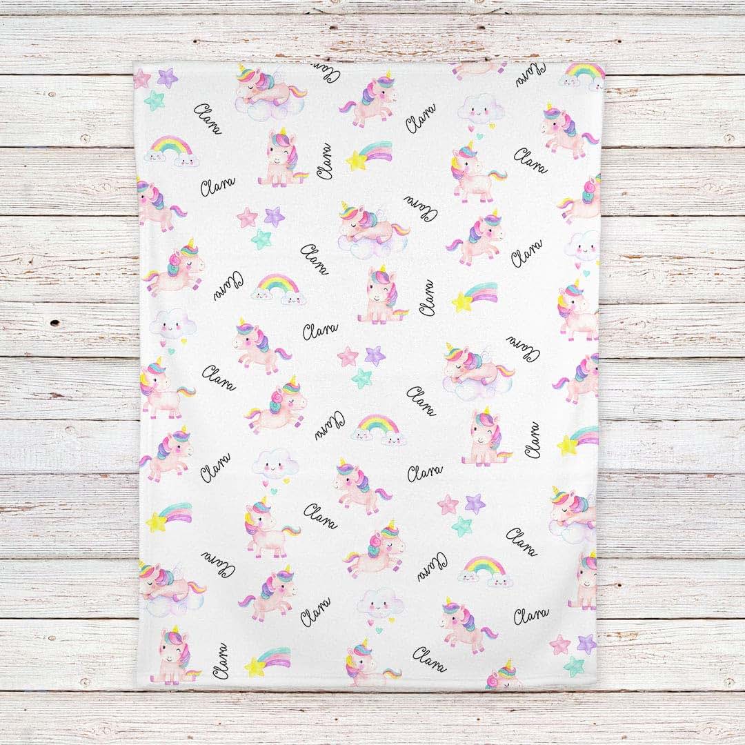 Lovable Gift Co Unicorns and Rainbows Personalized Baby Receiving Swaddle Blanket (photo 4)