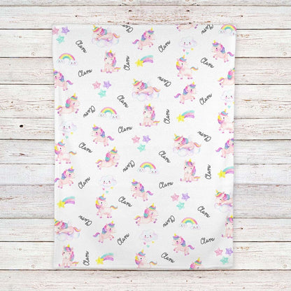 Lovable Gift Co Unicorns and Rainbows Personalized Baby Receiving Swaddle Blanket (photo 4)