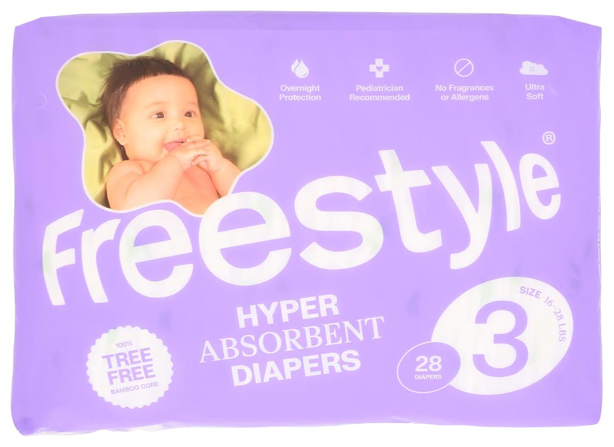 Freestyle Size 3 Disposable Diapers, 28 Count