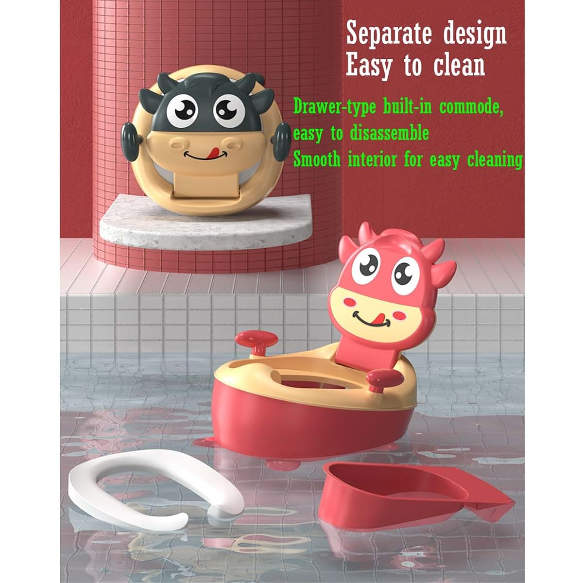 KtEli Potty Training Toilet and Toddler Toilet Seat - Toilet Training Potty with Fun Flushing and Cheering Sounds (photo 2)