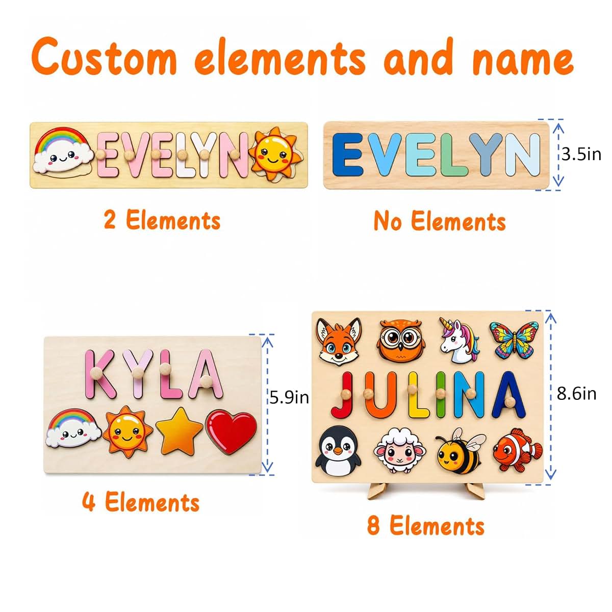 CSPGXQ Personalized Wooden Name Puzzle for Toddlers