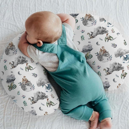 BabyOneStop Watercolor Dragons Nursing Pillow Cover 22x18 Inch Polyester Zipper Slipcover