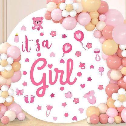 BabyOneStop Pink Girl Gender Reveal Party Backdrop Wall Decals