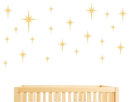 GESTYZ Retro Star Vinyl Wall Decals Matte Gold Nursery Decor