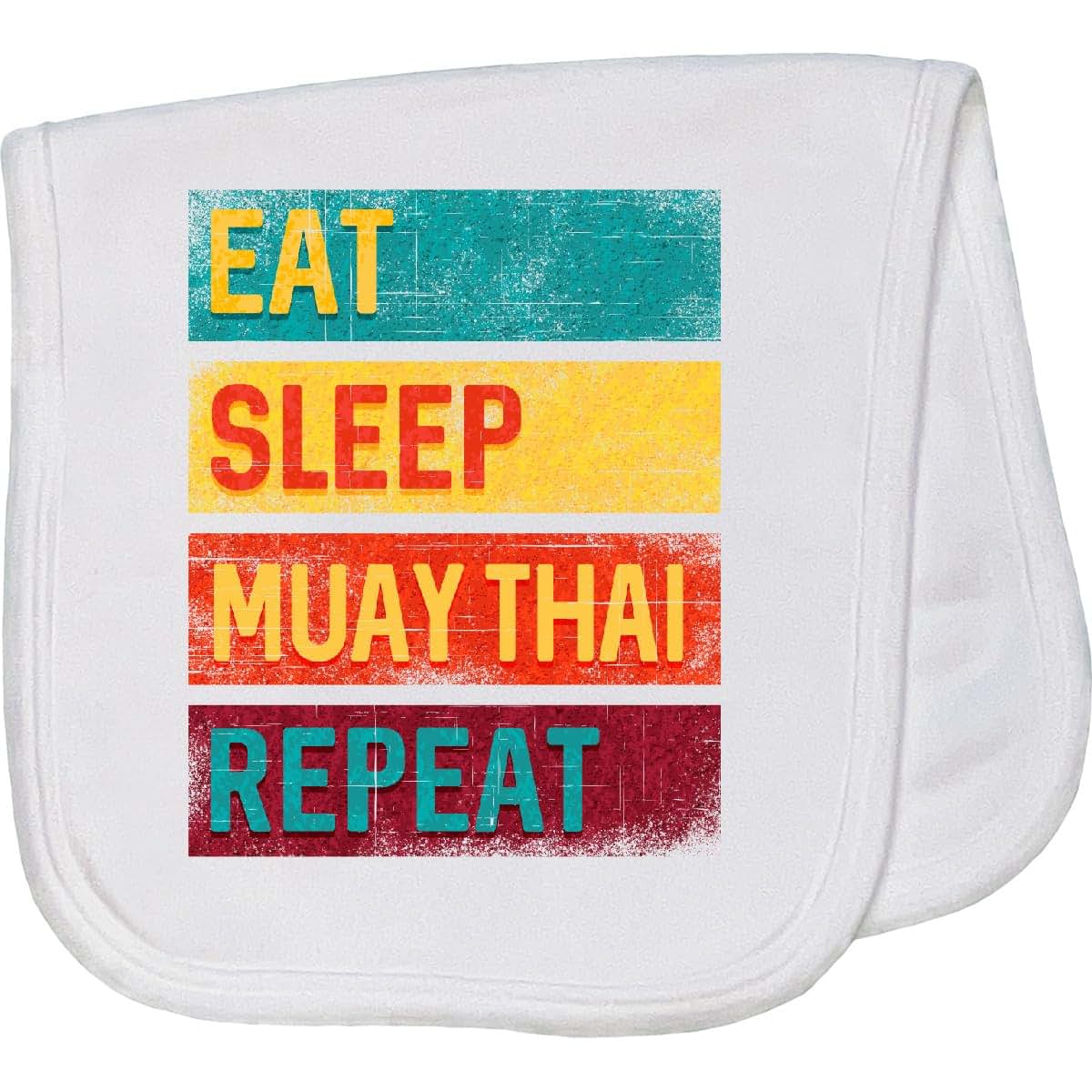 Inktastic Eat Sleep Muay Thai Repeat Baby Burp Cloth White