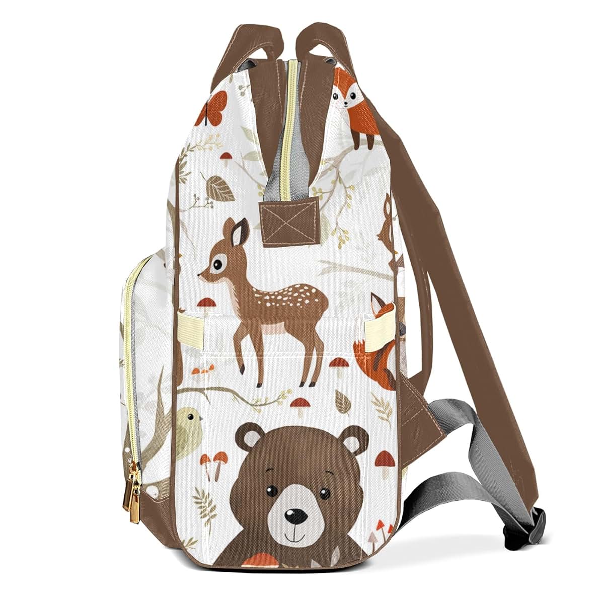 YallLocoMo Personalized Diaper Bag Backpack Gift Jungle Animal Bear Deer Ultimate Nappy Bag: Spacious, Waterproof & (photo 3)