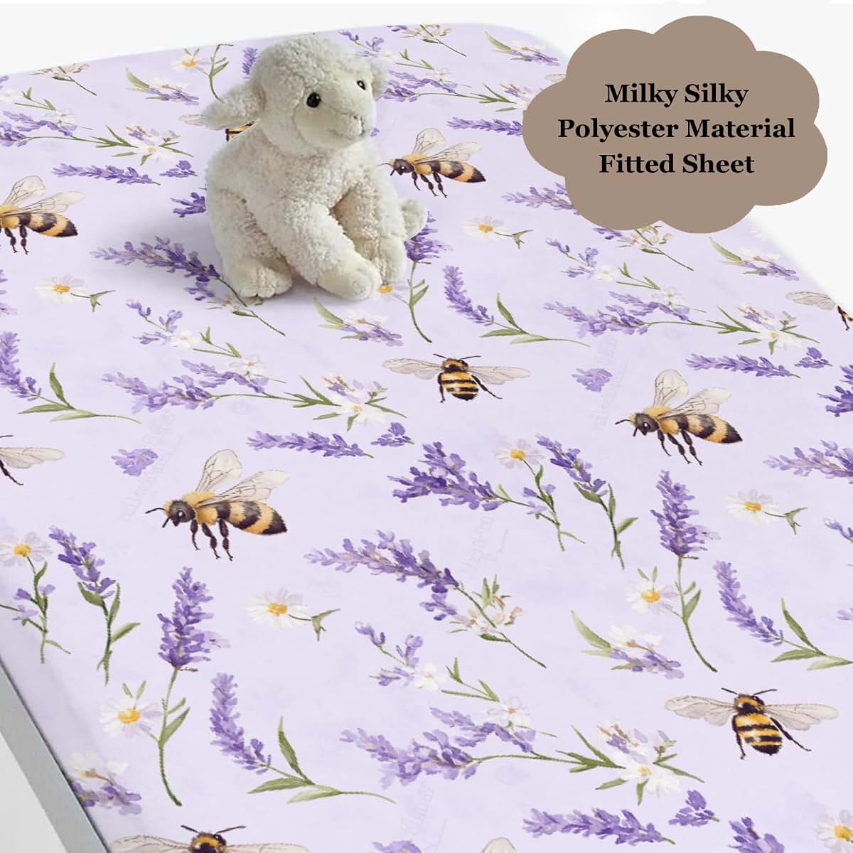 Wicbfdfv Lavender Daisy Floral Fitted Crib Sheet For Standard Mattresses (photo 3)