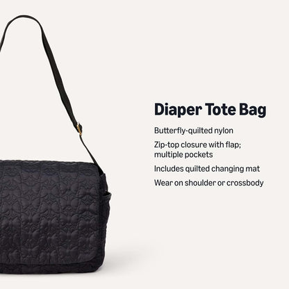 Amazon Essentials x Sofia Grainge Women's Quilted Diaper Tote Bag with Multiple Pockets, Zip-top Closure with Flap