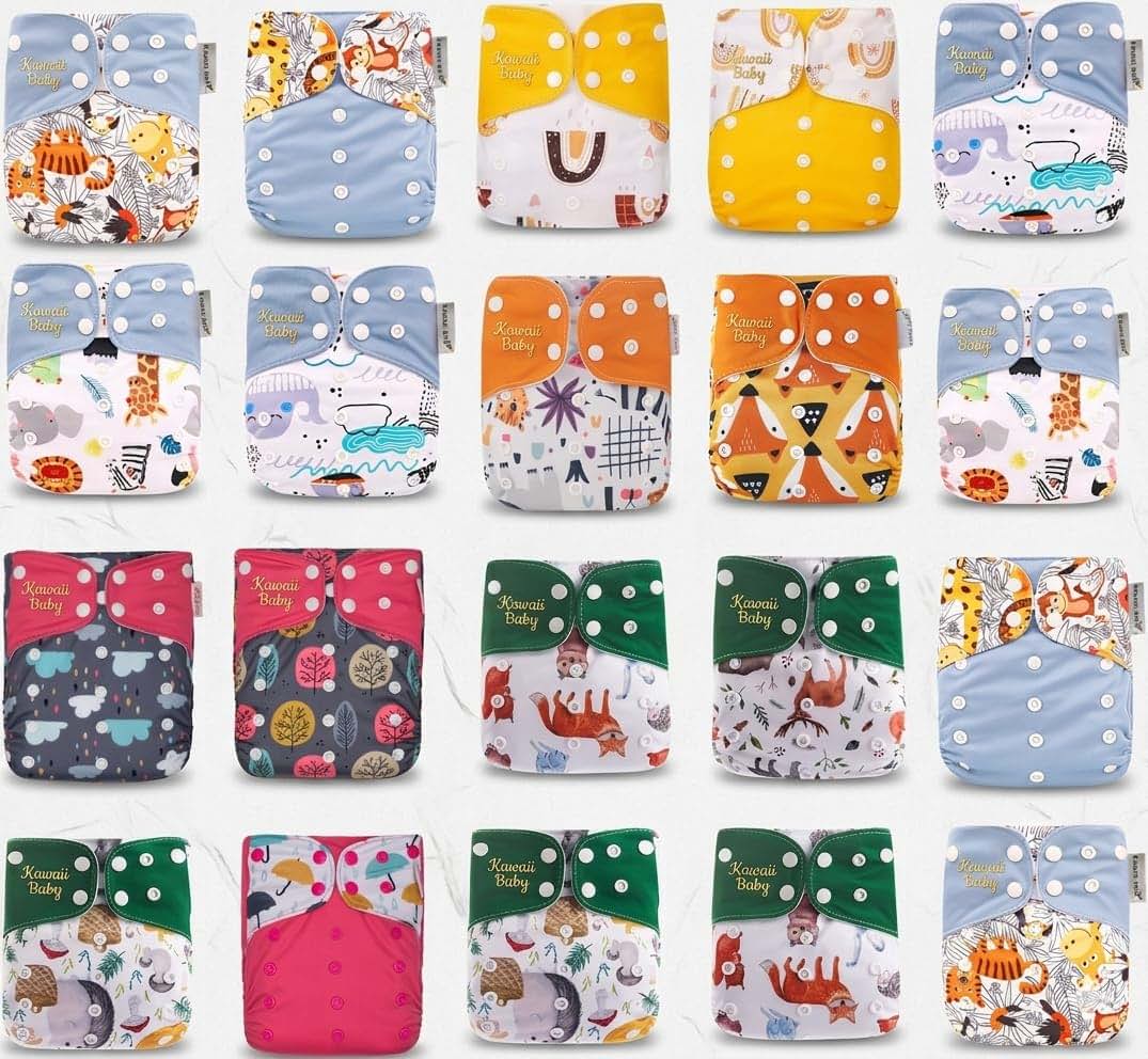 KaWaii Baby 20-Pack Reusable Cloth Diaper Shells One Size Adjustable