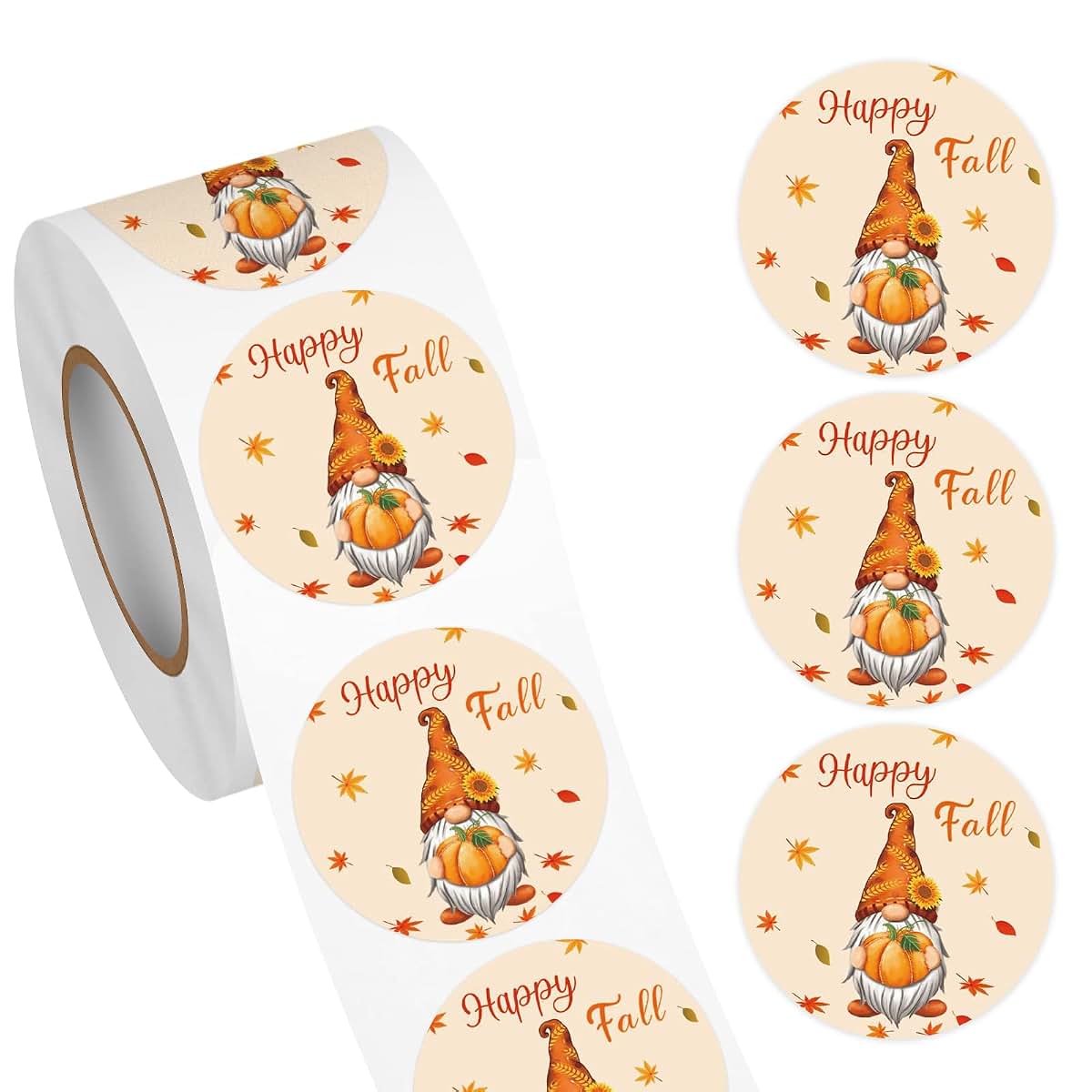 Heyfibro Happy Fall Stickers Roll 500 Pcs 1.5 Inch