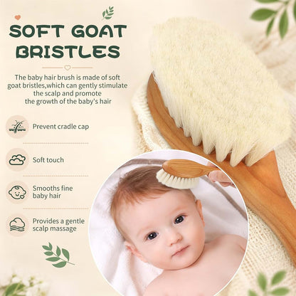 ÖkoStamm Cherry Wood Baby Hair Brush With Soft Goat Bristles