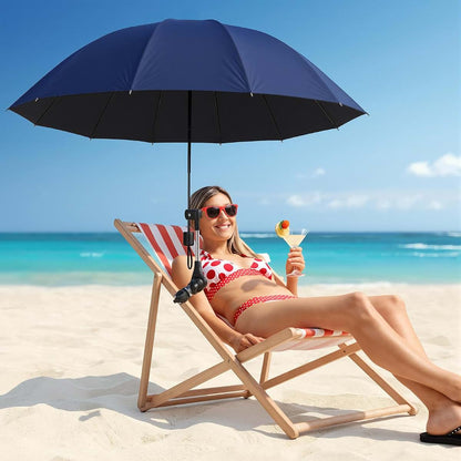 ATOWORLD Beach Chair Umbrella with Clamp Adjustable 360°Outdoor Portable Shade Chair Umbrella UPF 50+ for Outdoor