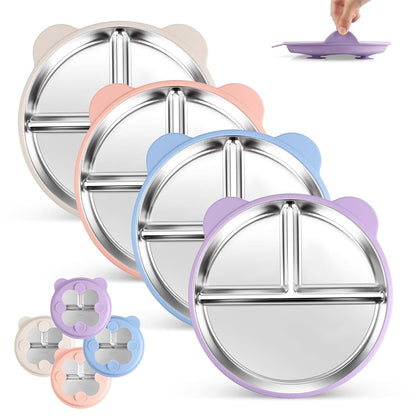 LOESLY Stainless Steel Divided Plate Set for Toddlers