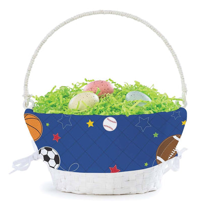 Personalized Planet Sports Personalized Easter Egg Basket with Handle and Custom Name | Blue Easter Basket Liners (photo 4)