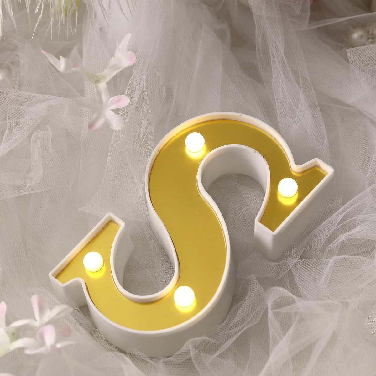 Tableclothsfactory 6" 3D Gold Marquee Letters 5 LED Light Up Letters Warm White LED Letter Lights - S