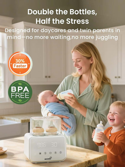 Grownsy Fast Double Baby Bottle Warmer For Breastmilk And Formula, Beige